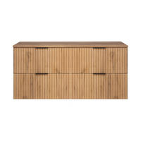 BADEZIMMERSCHRANK, Gold Craft Eiche, Schwarze Griffe, 120 x 57 x 46 cm - Eichefarben/Schwarz, Holzwerkstoff (120/57/46cm) - 3XE LIVING