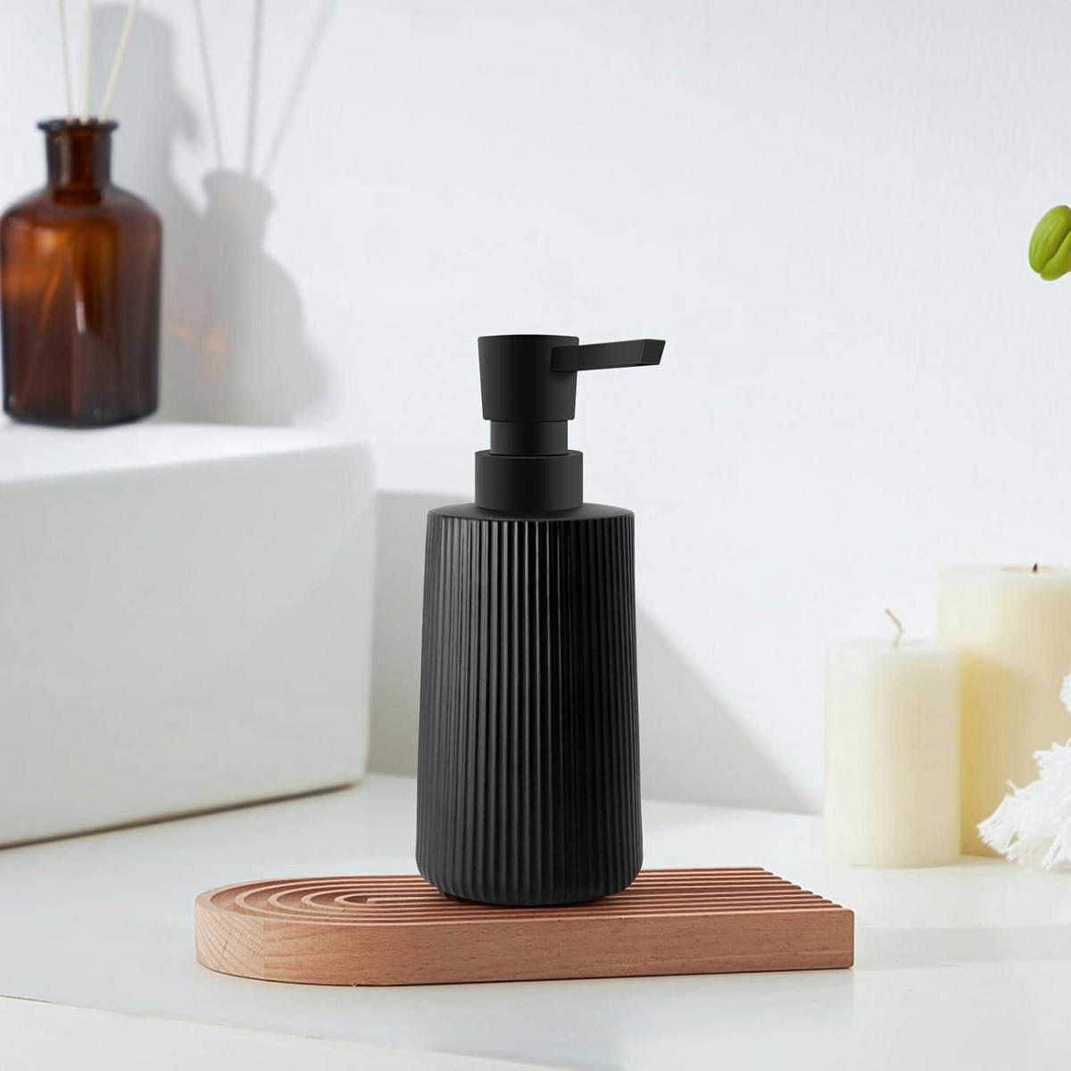 SEIFENSPENDER Glas Matt Schwarz 250ml - Schwarz, Glas (7/18/7cm)