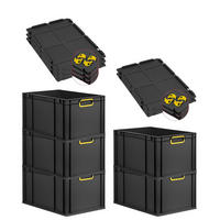 EUROBOX 5x NextGen Color mit Auflagedeckel 32x40x60 cm 65 Liter Schwarz Griffe gelb zu - Gelb/Schwarz, Kunststoff (40/32/60cm) - PROREGAL