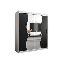 SCHWEBETÜRENSCHRANK 200/180/62 2-türig - Silberfarben/Schwarz, Holz/Kunststoff (180/200/62cm) - MÖBEL KRYSPOL