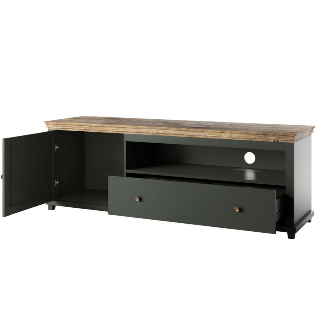 Thumbnail - Feldmann-Wohnen Lowboard, Grün, Holz, 1 Fächer, 1 Schubladen, Rechteckig, 181x61x49 cm, Wohnzimmer, Wohnwände, Lowboards...