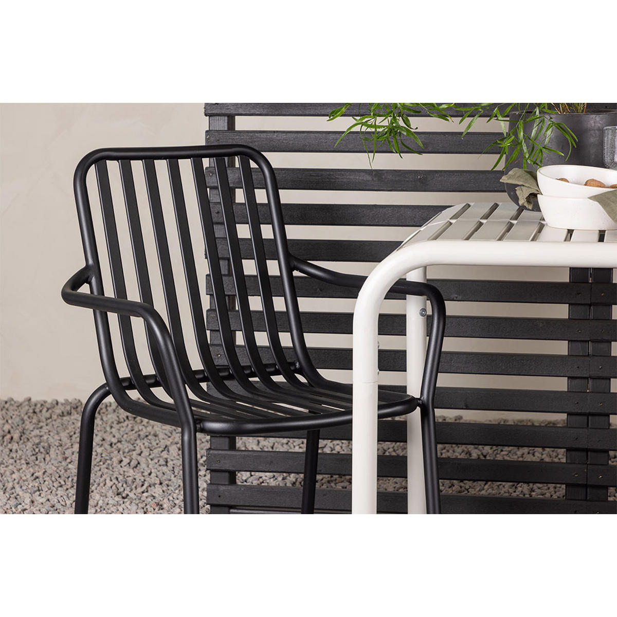 GARTENSET, Borneo, Tisch Beige, Stühle Schwarz, Metall, 70 x 70 x 75 cm, 3-teilig - Beige, Metall - ebuy24