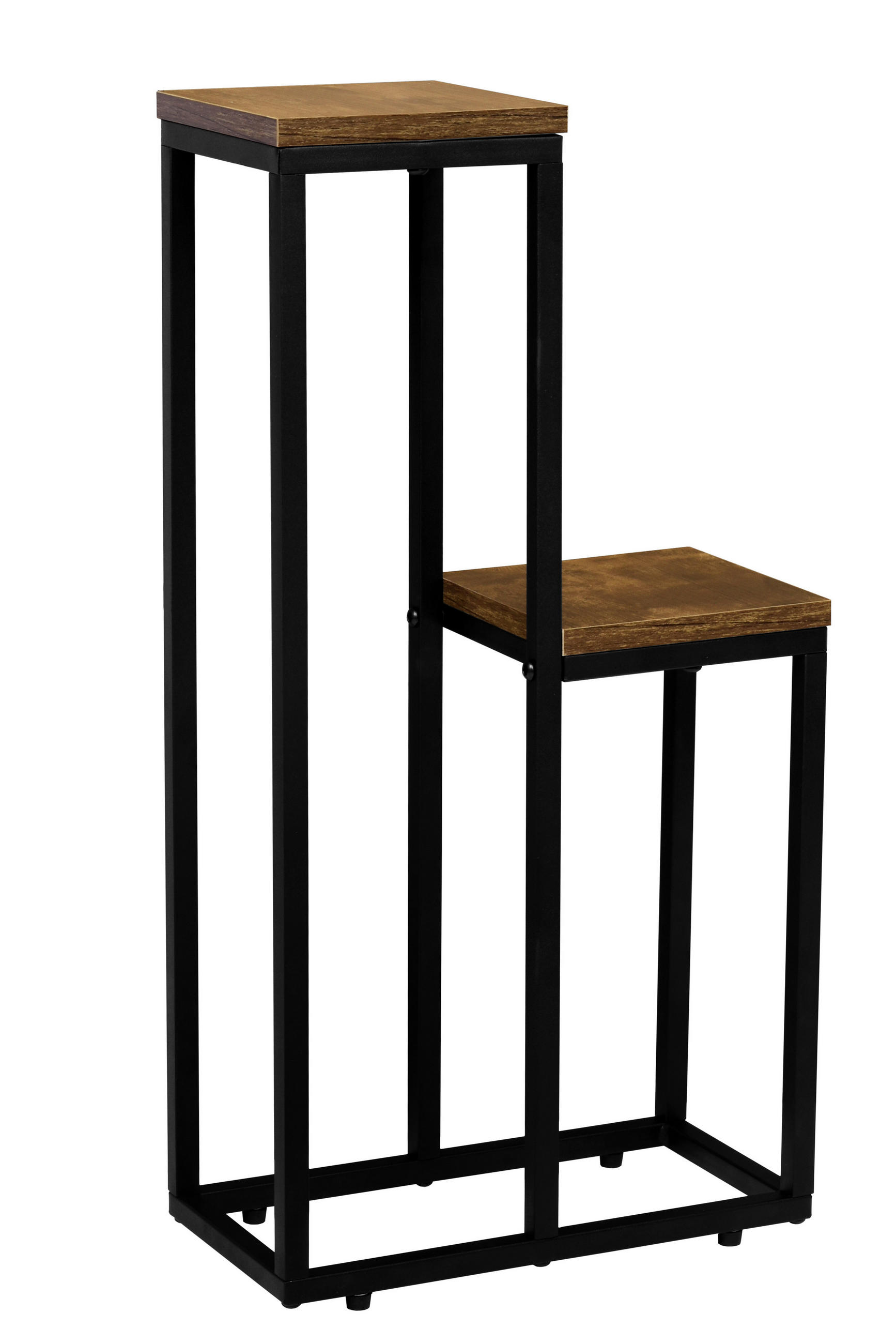 BLUMENSTÄNDER mit Ablagen und Metallgestell - Alteiche, Metall (17/34.5/67cm) - Mat-Haus