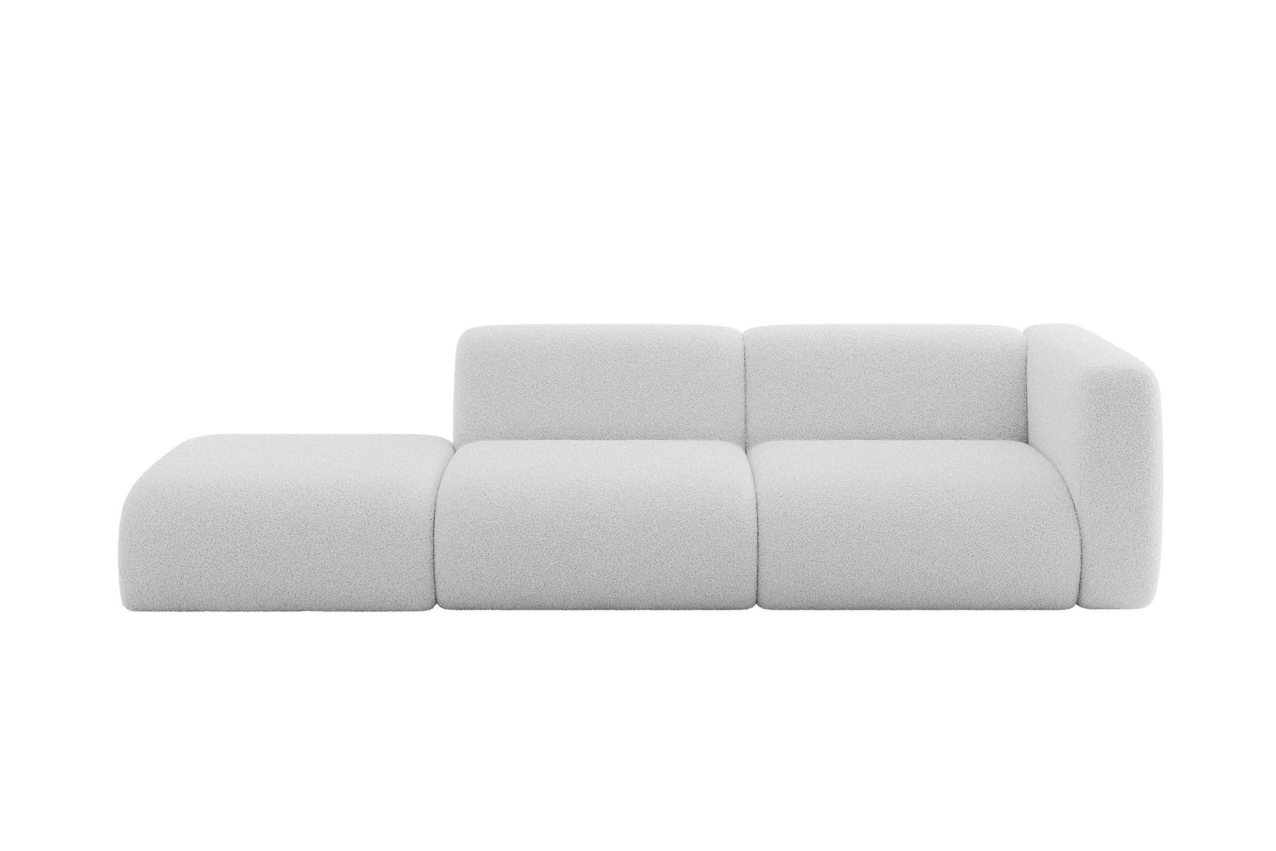 ALTDECOR POHOVKA S PRAVOU OTOMANOU MIRA-S3 296x89x70 Světle šedá Bouclé