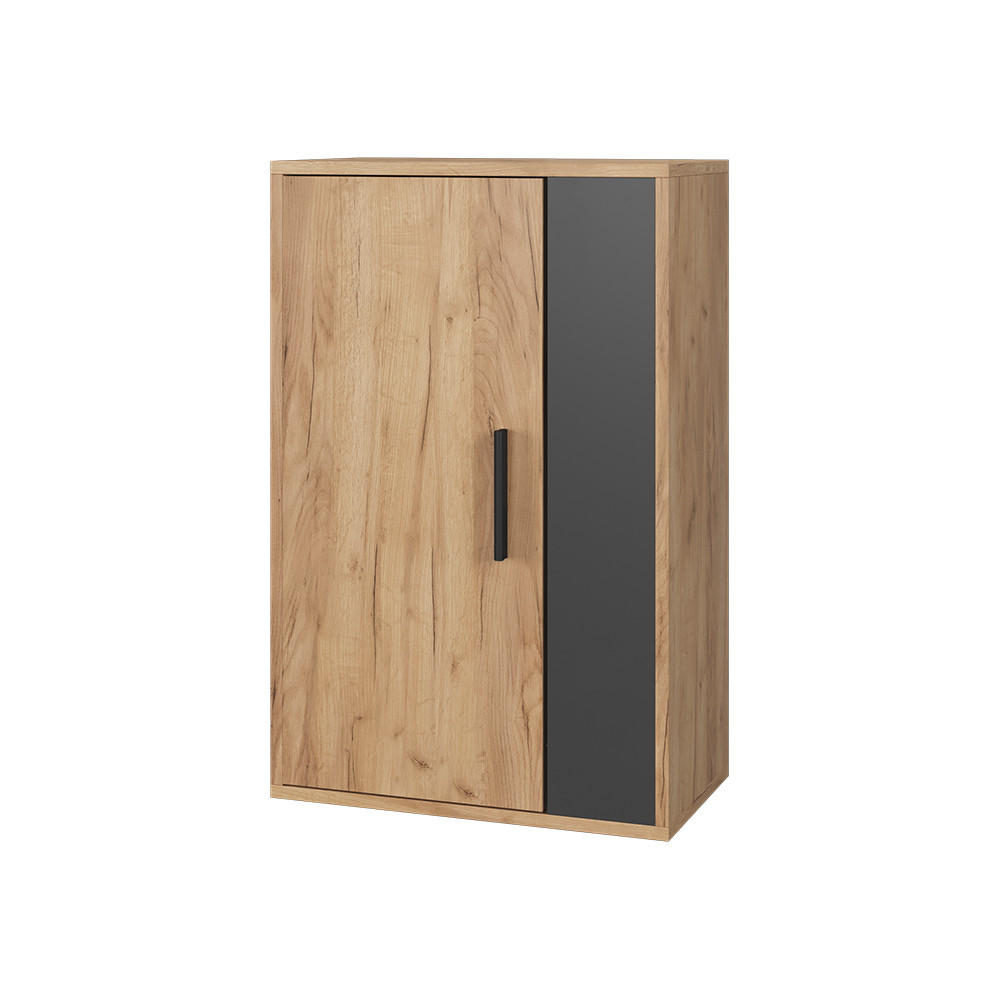 NÁSTĚNNÁ POLICE Berno Zlatý dub power/antracit - medově dubová/antracitová, kompozitní dřevo (50.1/78.4/28.3cm) - Vicco