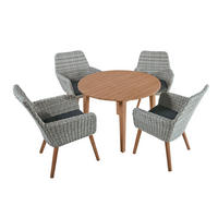 GARTEN-SITZGRUPPE Doha 5-teilig Rund Gartenmöbel-Set - Hellbraun, Holz - DELUKE