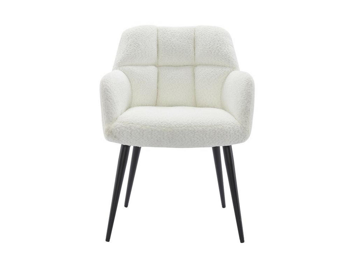 STUHL mit Armlehnen 6er-Set - Bouclé-Stoff & Metall - Weiß - PEGA - Schwarz/Weiß, Textil (62/78/58.5cm) - Pascal Morabito