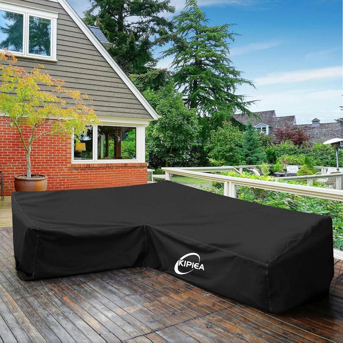 ABDECKUNG Loungemöbel L-Form Wasserdicht 204 x 204 x 85 cm - Schwarz, Kunststoff (204/78/204cm)
