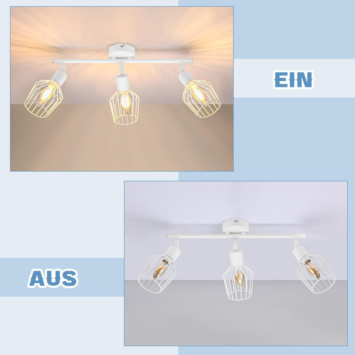 STRAHLER Franziska 3-flammig 46/10/10 cm - Weiß, Metall (46/10/10cm) - Nettlife