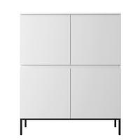 HIGHBOARD Bemmi Weiß mit schwarzen Beinen Hochkommode 4-türig 100 cm - Schwarz/Weiß, Holzwerkstoff/Metall (100/122/35cm) - Selsey