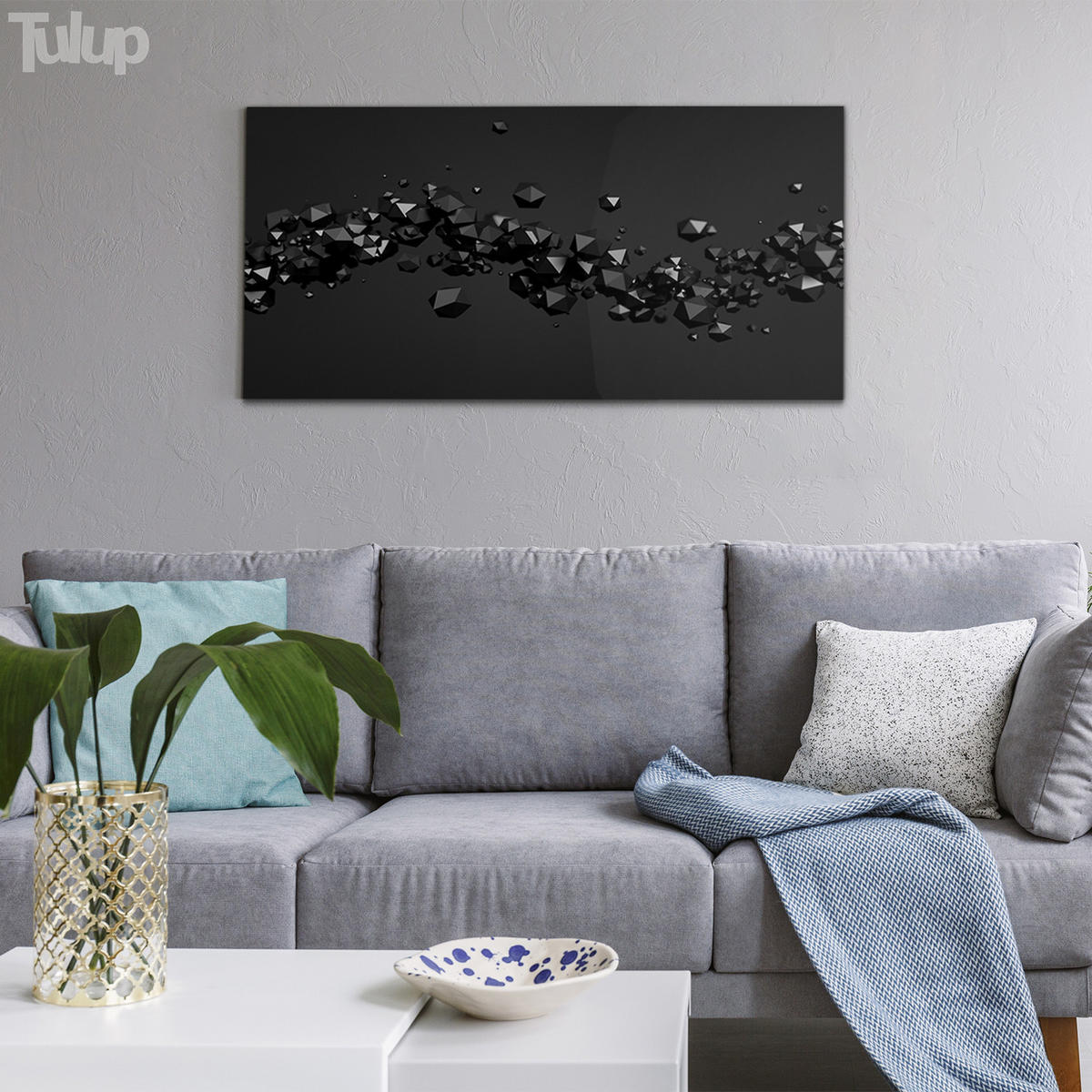 GLASBILD 120x60 cm Abstrakte Kunst - Schieferfarben, Glas (120/60cm) - TULUP