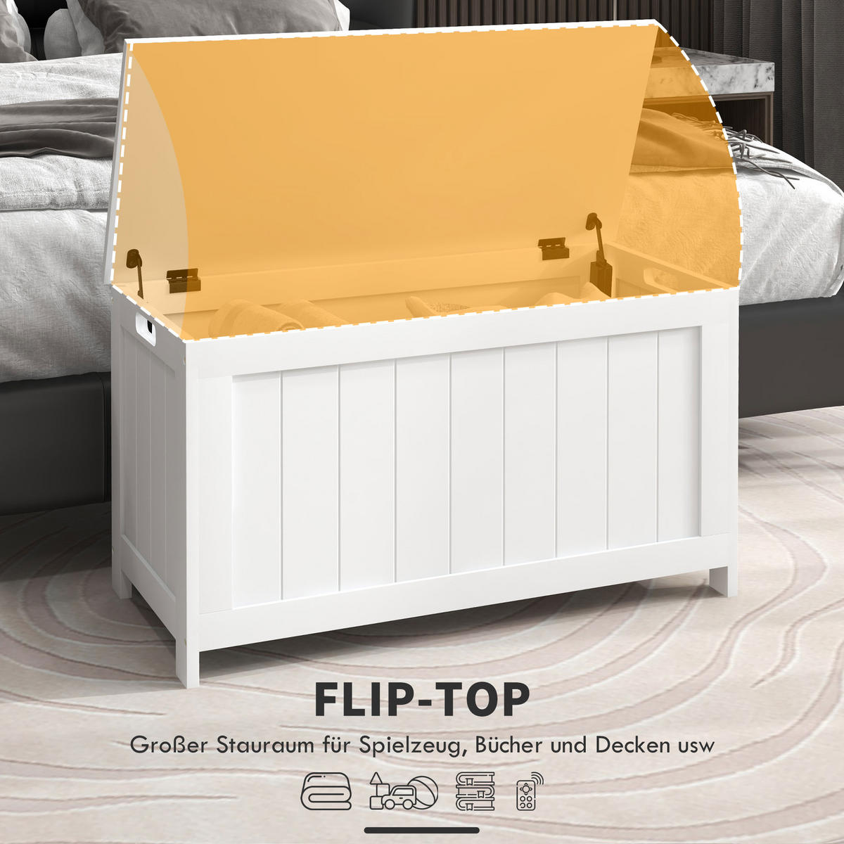 AUFLAGENBOX, MDF, Weiß, 81 x 40 x 46 cm - Weiß, Holzwerkstoff (40/46/81cm) - HOMCOM
