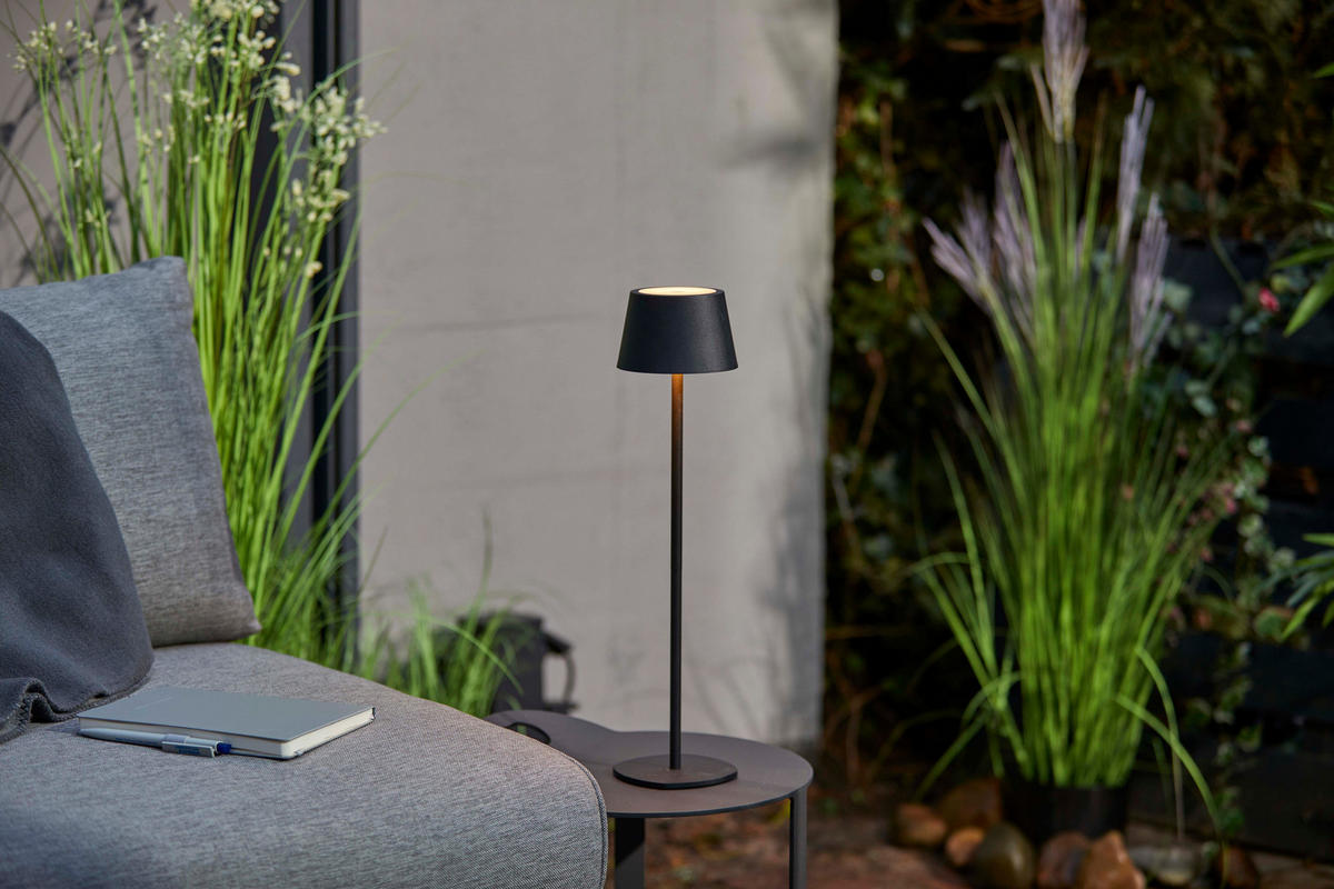 LED Tischlampe 3 in 1 Schwarz max. 45cm hoch - Schwarz, Metall (11/11/45cm) - Northpoint