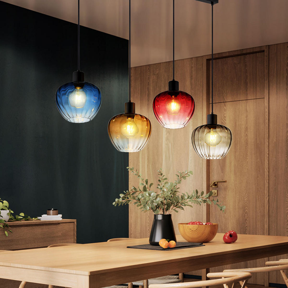 HÄNGELEUCHTE TOY Bunt Metall Schwarz - Multicolor, Glas (108/24/120cm) - Nowa