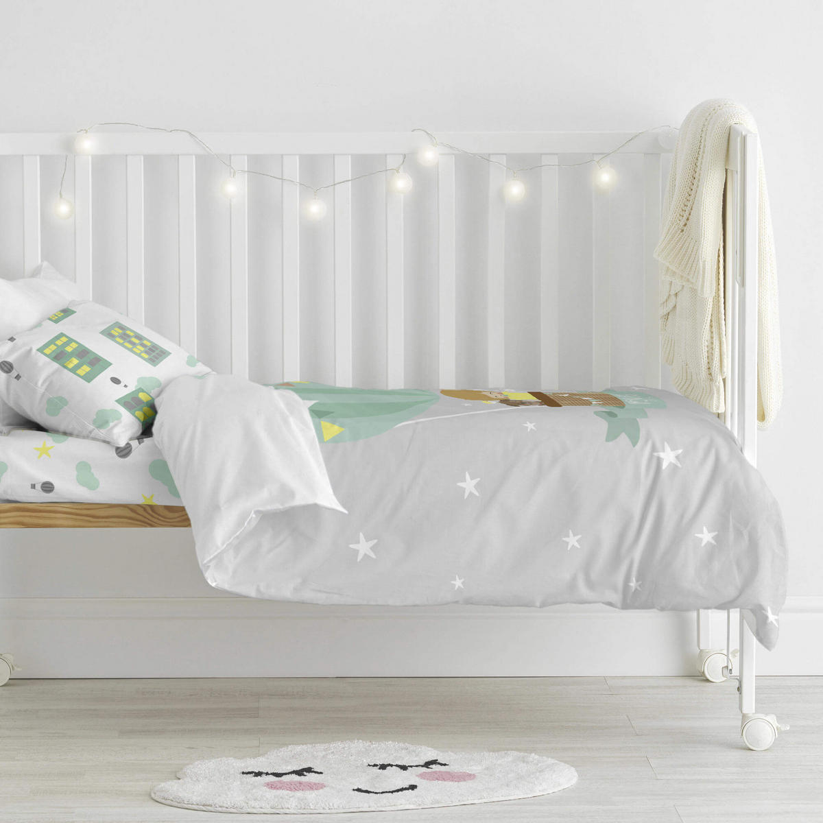 BETTBEZUG 2er-Set teiliges air balloon 115x145 cm (kinderbett) mehrfarbig - Multicolor, Textil (115/145cm) - Happy Friday