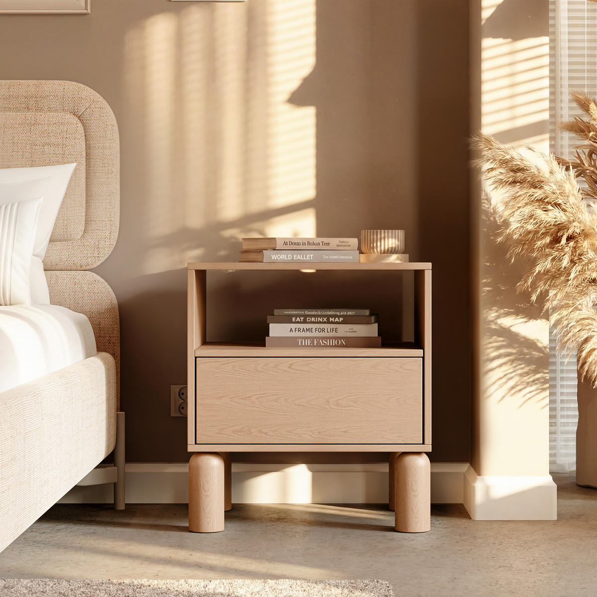 NACHTTISCH SENA - Eichefarben, Holzwerkstoff (54.4/60.2/40.6cm) - Idohome