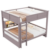 ETAGENBETT 160/200 cm aus Kiefer und MDF mit 6 Stauraumschränken und LED-Beleuchtung Braun - Braun, Holzwerkstoff (160/200cm) - Modenvie
