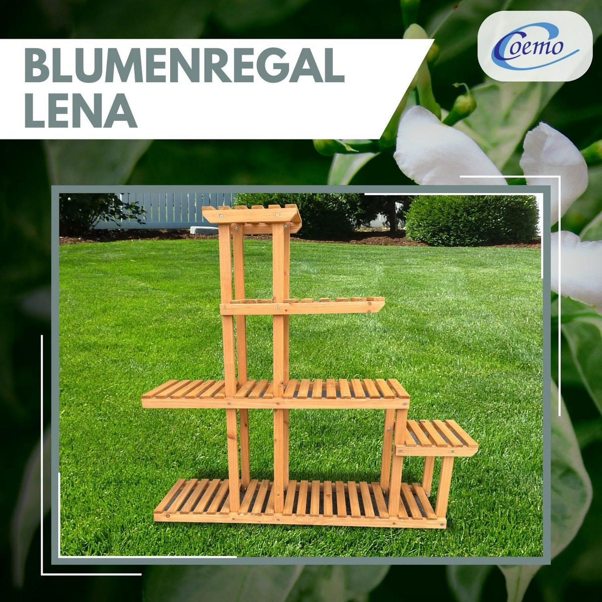 BLUMENREGAL LENA 102/25/95 cm - Naturfarben, Holz (102/25/95cm) - Coemo