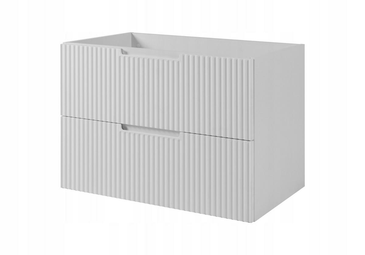 WASCHBECKUNTERSCHRANK VENA 160 cm mit Arbeitsplatte Farbe: Matt schwarz gerillte Vorderseite Matt weiß - Schwarz/Weiß, Holzwerkstoff (160/58/46cm) - Rodan