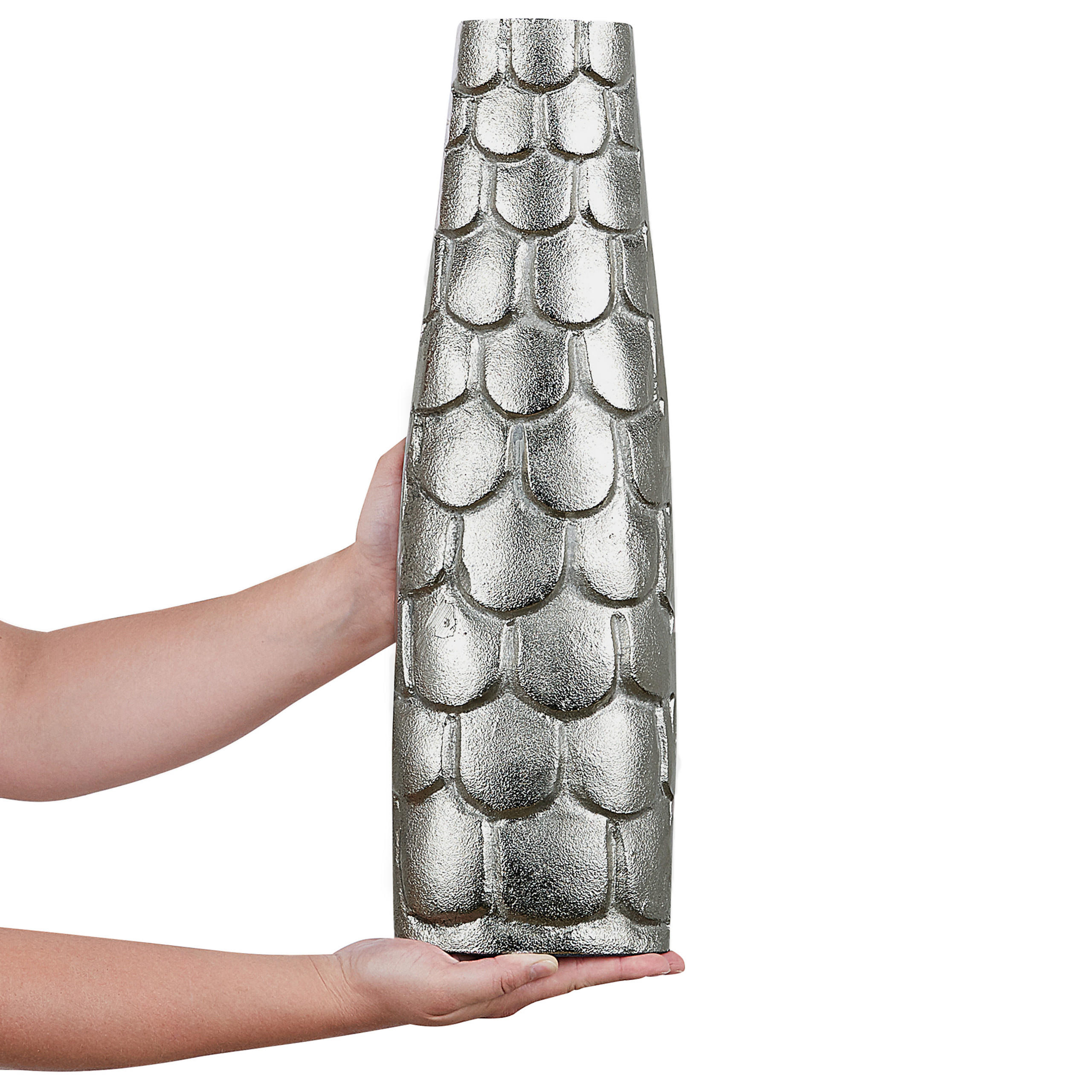 BLUMENVASE Aluminium silber Sukhothai - Silberfarben, Metall (47cm) - Beliani