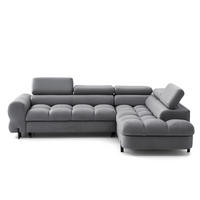 ECKSOFA BOWL L Rechts mit Schlaffunktion 125x195 Velours Dunkelgrau - Dunkelgrau/Schwarz, Holz/Textil (195/260cm) - Muffo