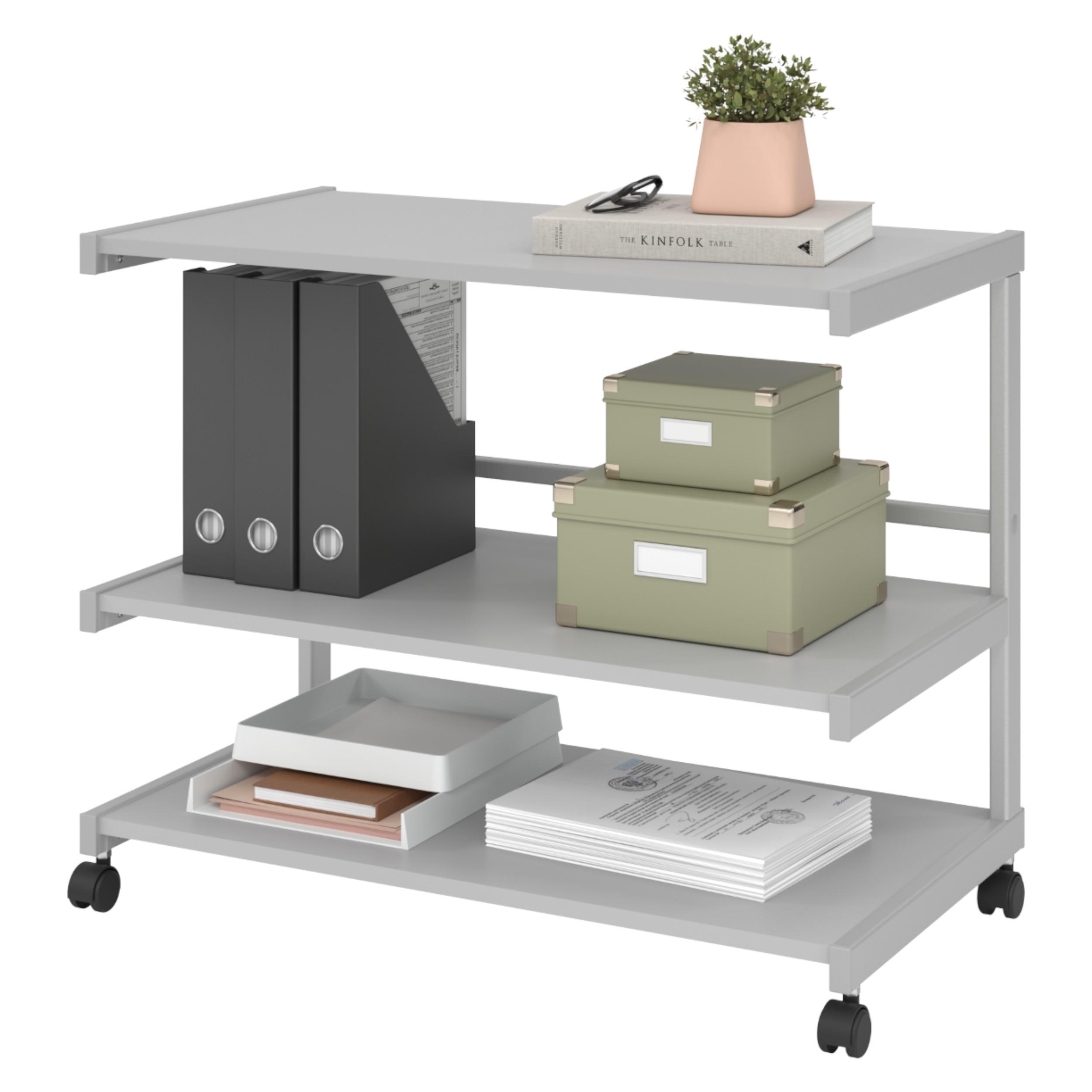 BÜROWAGEN auf Rollen 43/81/67 cm in Grau - Grau, Metall (81/67/43cm) - bümö