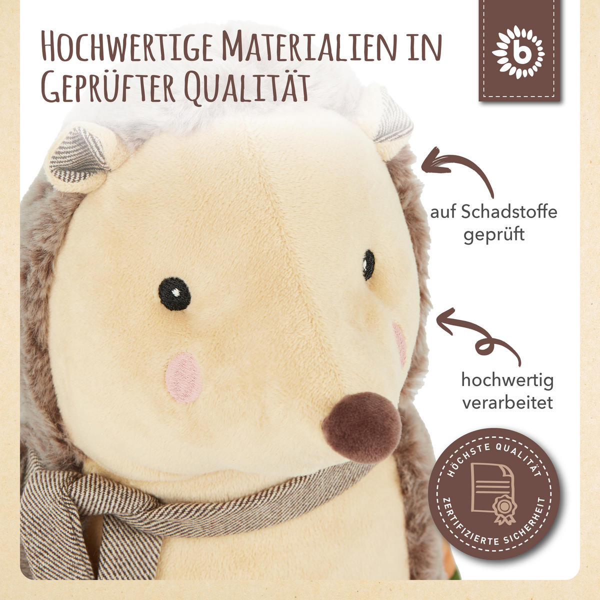 PLÜSCH Kuscheltier Igel - Braun, Textil (22/30cm) - Bieco Spielwaren