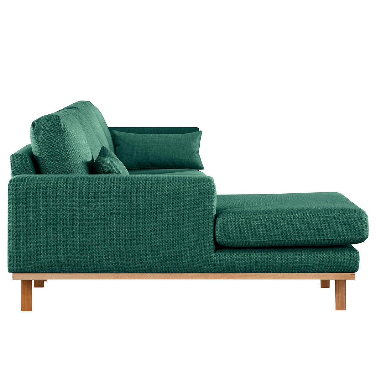 ECKSOFA mit Longchair - Dunkelgrün/Buchefarben, Textil (281/153cm) - home24