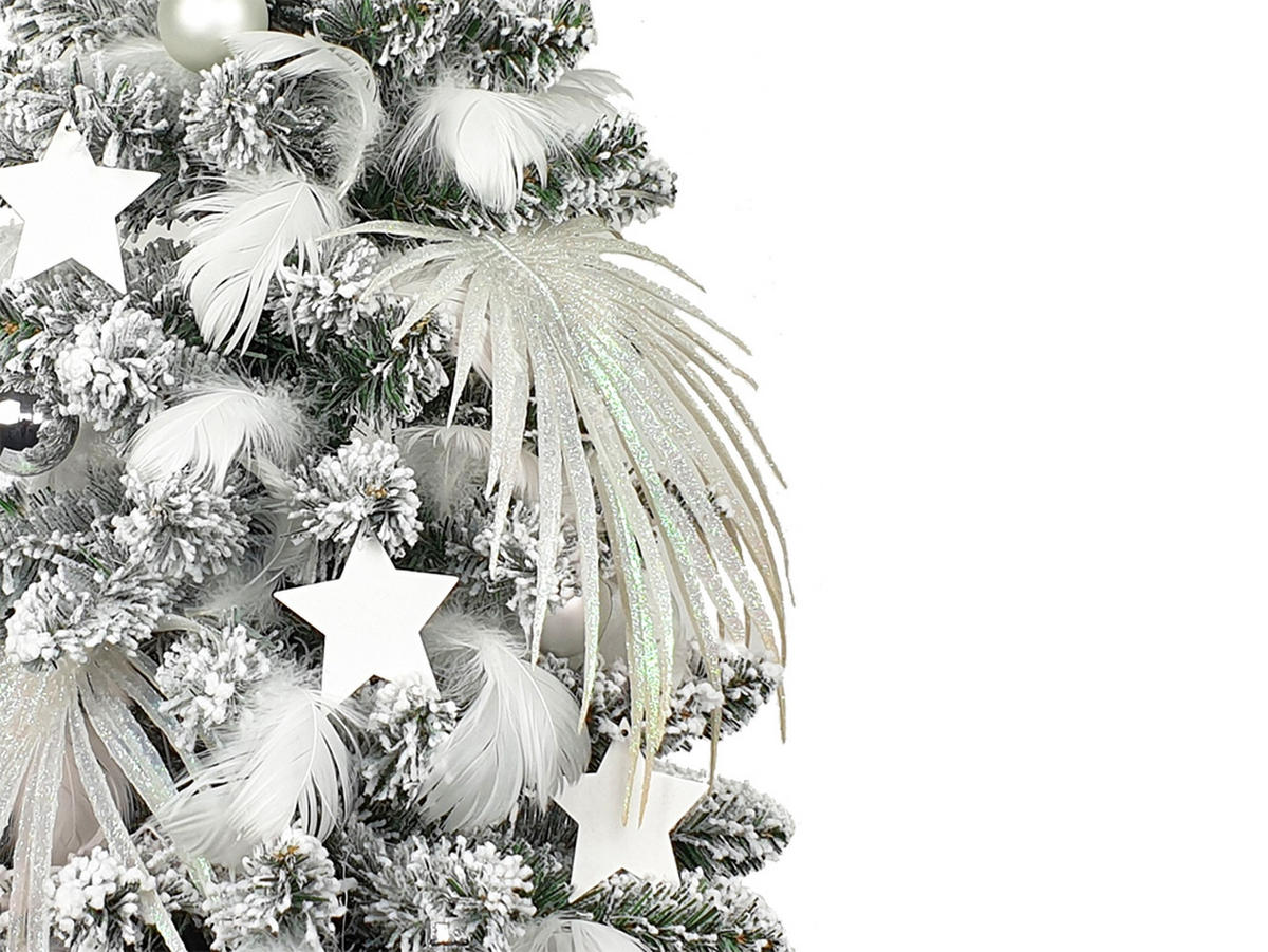 LAALU WEIHNACHTSBAUM geschmückt künstlich POLARWEISS 60 cm mit LED-BELEUCHTUNG IM TOPF - Silberfarben/Weiß, Kunststoff (60cm) - LAALU
