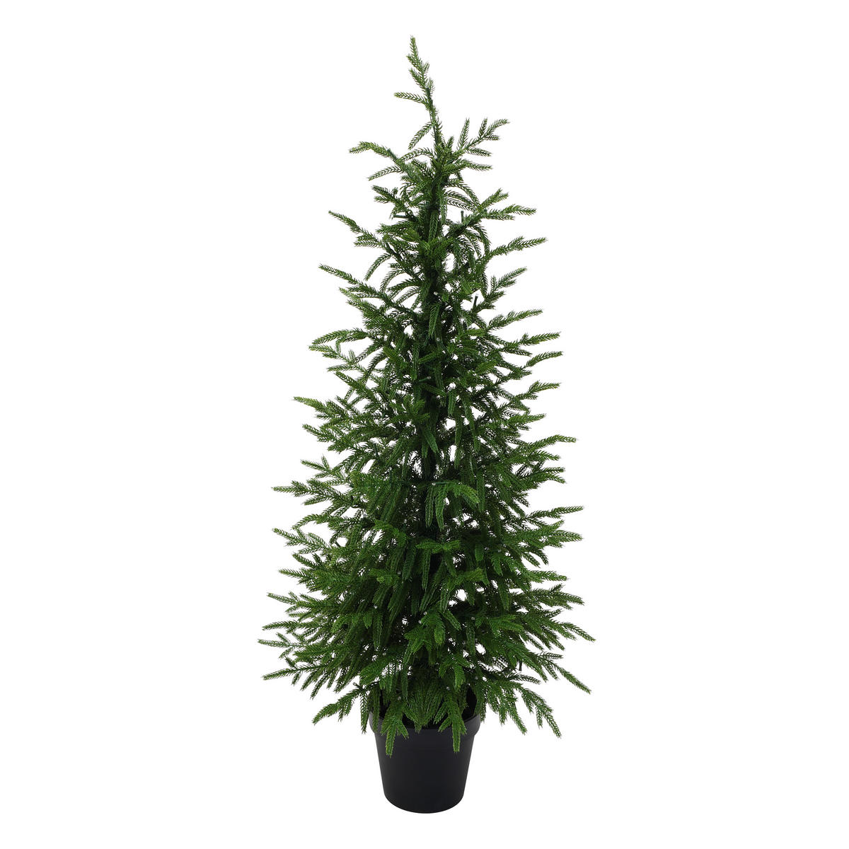 KÜNSTLICHER Weihnachtsbaum im Topf, 123 cm, 100 warmweiße LEDs - Grün, Kunststoff (52/123cm) - Hometopia