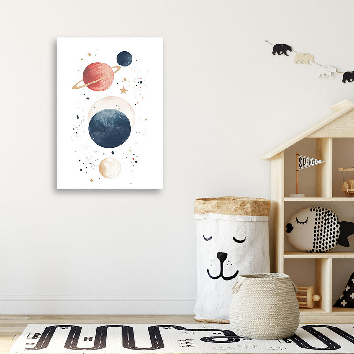 LEINWANDBILD Planeten Weltraum Boho 40x60cm - Multicolor, Textil (40/60cm) - Feeby
