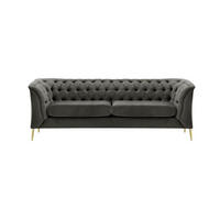 2,5-SITZER-SOFA Chesterfield Modern-Velluto 19 - Dunkelgrau, Holz/Textil (209/74/80cm)