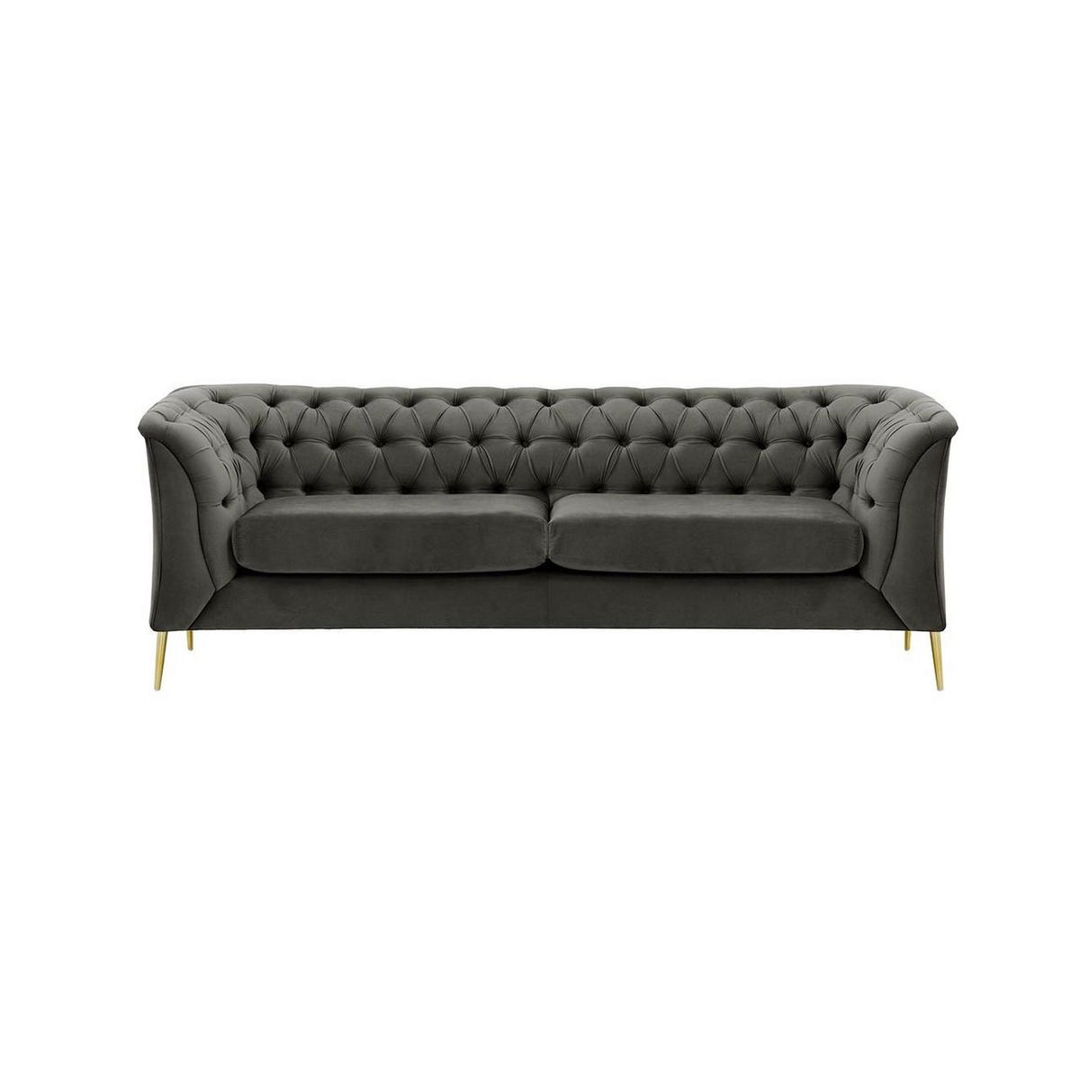 2,5-SITZER-SOFA Chesterfield Modern-Velluto 19 - Dunkelgrau, Holz/Textil (209/74/80cm)