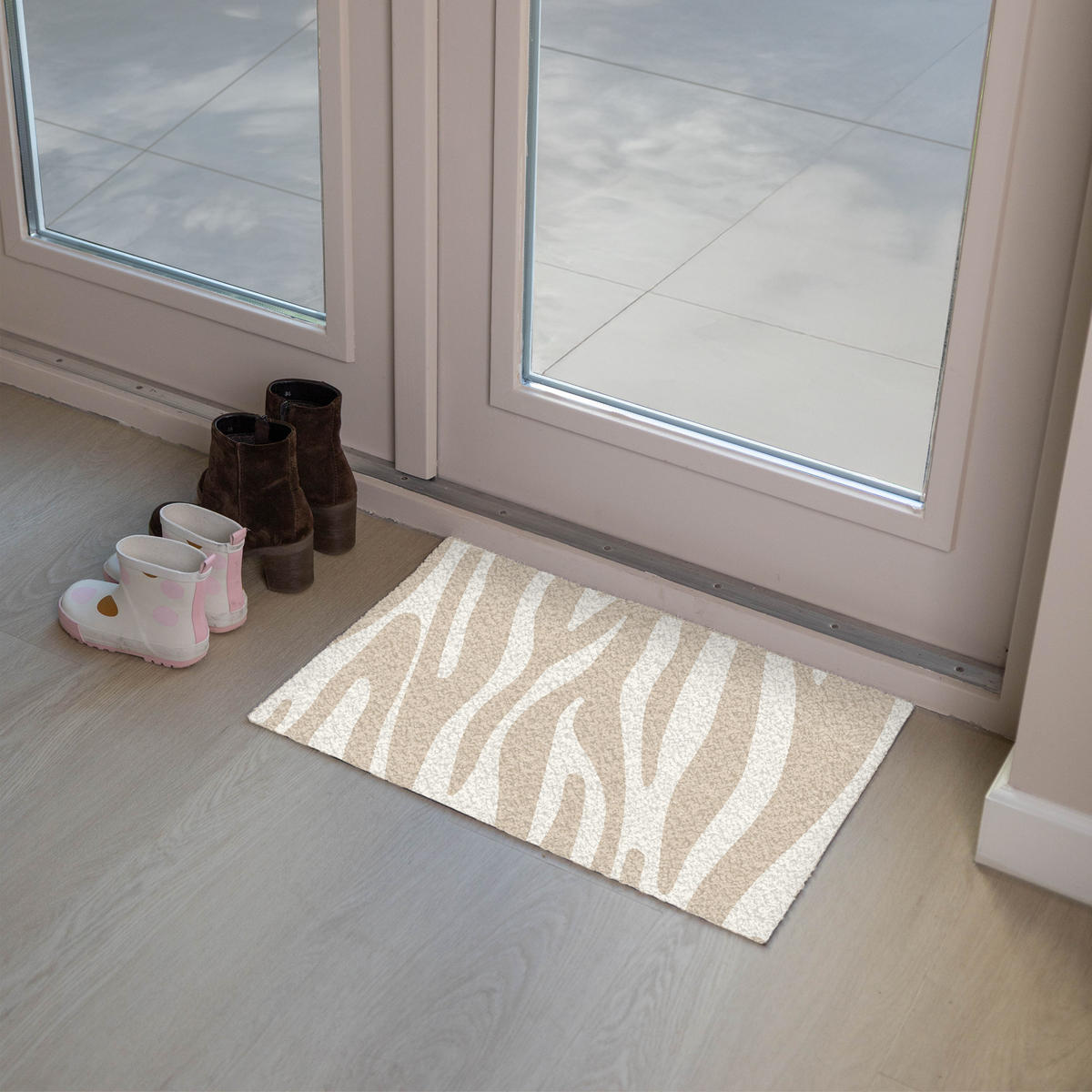 FUSSMATTE Zebramuster - Beige - Weiß - Tiermuster 60x40 cm - Beige, Kunststoff (60/0.4cm) - MuchoWow