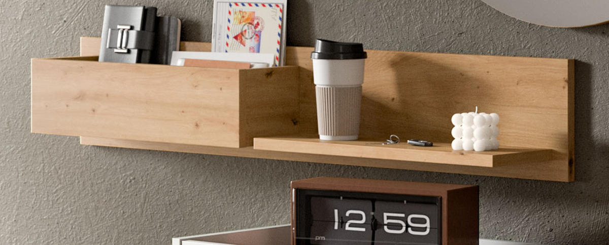 REGAL Eiche Artisan 110 cm, Flurregal hängend - Eiche Artisan, Holzwerkstoff/Metall (110/19/16cm) - Inn.Furn