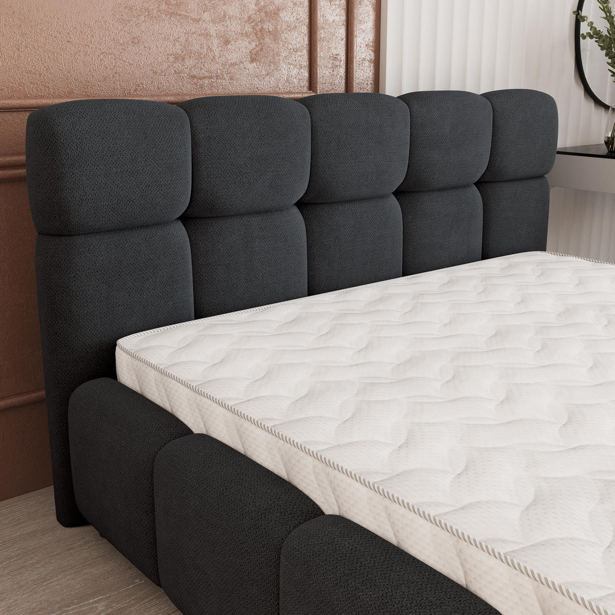 POLSTERBETT FARU SR 180x200 cm mit Bettkästen - Schwarz - Schwarz, Holz (180/200cm) - MASSENO