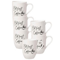 BECHER MIT HENKEL 'BUT FIRST COFFEE' Statement weiß 290 ml 6er Set - Weiß, Keramik (0.29L) - Villeroy & Boch