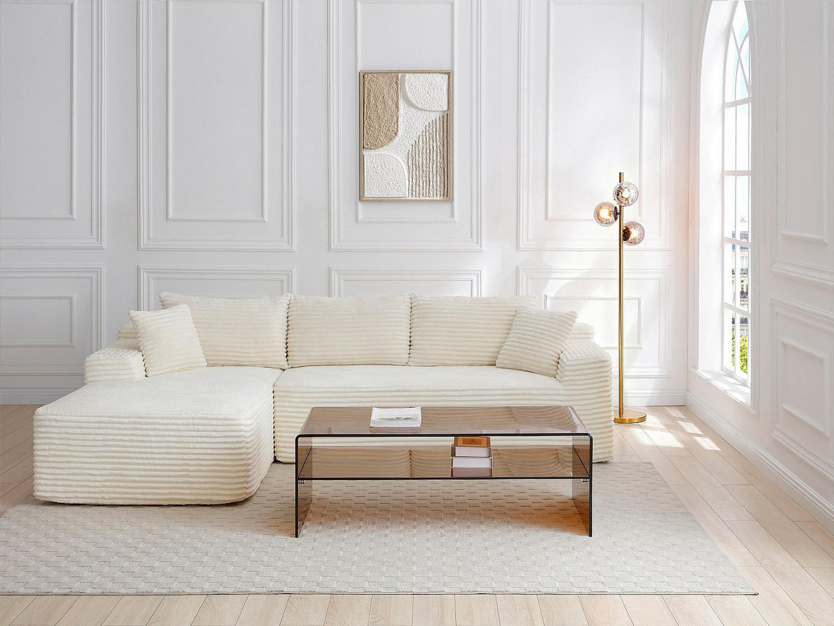 COUCHTISCH doppelt - Sicherheitsglas - Braun - STILEOS - Braun, Glas (120/60/43cm) - Vente-Unique