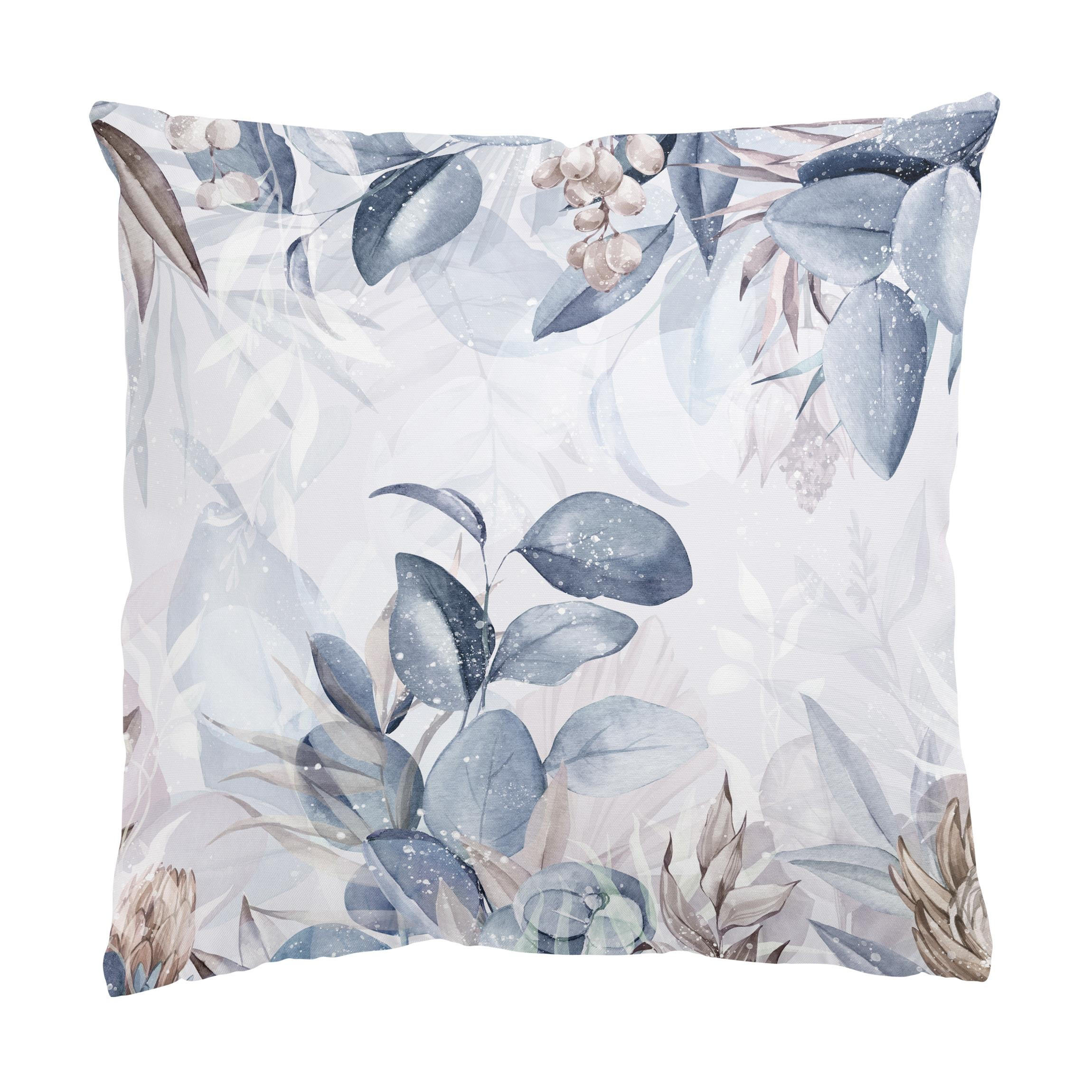 KISSENBEZUG Botanik in Pastell Blau & Beige 40/40 cm - Blau, Textil (40/40cm) - Bilderwelten