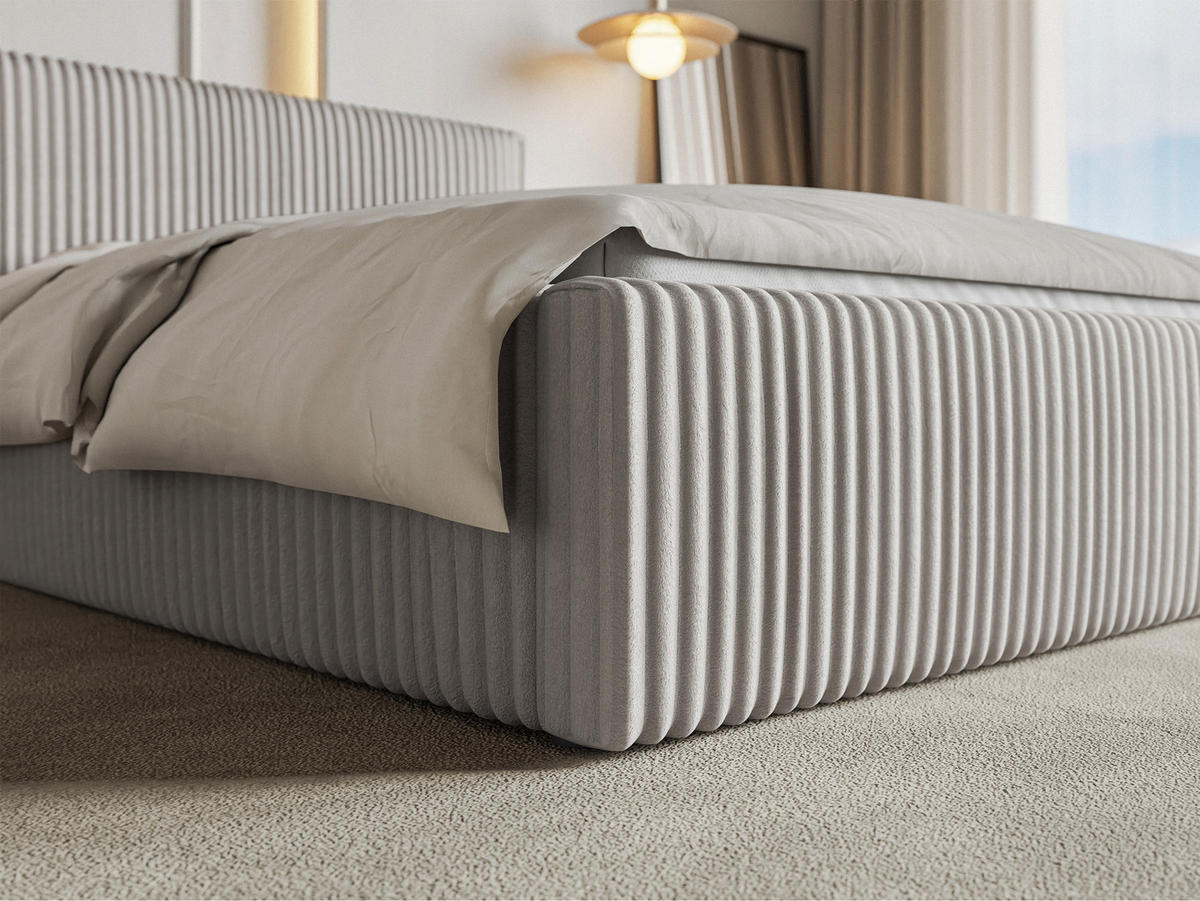 POLSTERBETT Tilio Hellgrau Cordbezug 180 cm - Hellgrau/Schwarz, Kunststoff/Textil (180/200cm) - Selsey