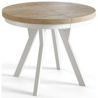 ESSZIMMERTISCH EVO, ausziehbarer Tisch 80 cm bis 130 cm, Farbe: HALIFAX, mit Holzbeinen in Farbe Weiß - Weiß/Naturfarben, Holzwerkstoff (80/80/77cm) - Alpi-Möbel