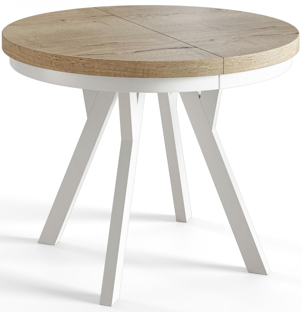 ESSZIMMERTISCH EVO, ausziehbarer Tisch 80 cm bis 130 cm, Farbe: HALIFAX, mit Holzbeinen in Farbe Weiß - Weiß/Naturfarben, Holzwerkstoff (80/80/77cm) - Alpi-Möbel