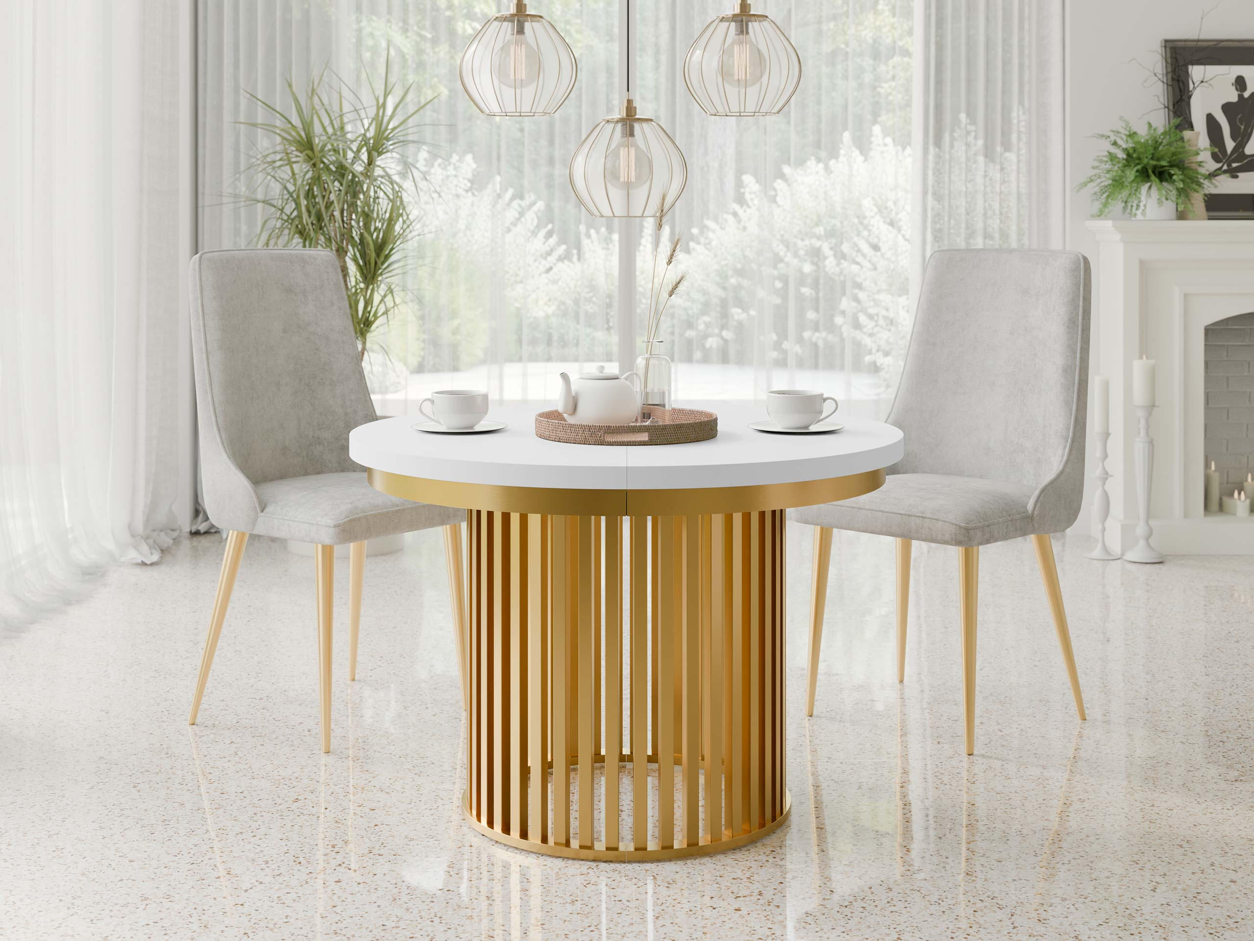 ESSTISCH ausziehbar Komo - Goldfarben/Weiß, Holz/Holzwerkstoff (100/100/76cm) - MIRJAN24