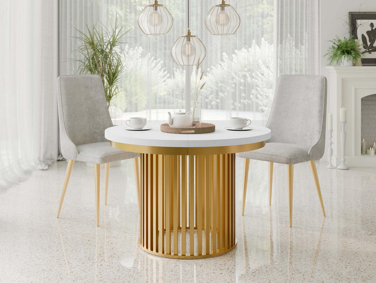 ESSTISCH ausziehbar Komo - Goldfarben/Weiß, Holz/Holzwerkstoff (100/100/76cm) - MIRJAN24