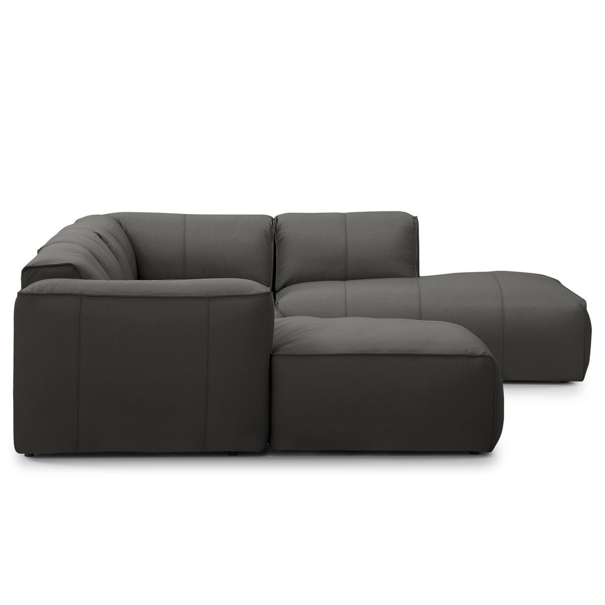 WOHNLANDSCHAFT mit Longchair - Schwarz/Grau, Leder/Kunststoff (325/71/235cm) - home24