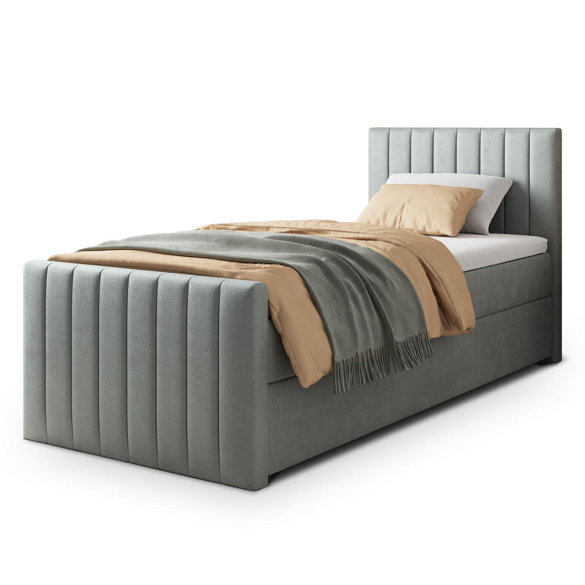 POSTEL BOXSPRING ARION 80x200 cm, s matrací a úložným prostorem, světle šedá - světle šedá, kompozitní dřevo/textil (80/200cm) - MASSENO