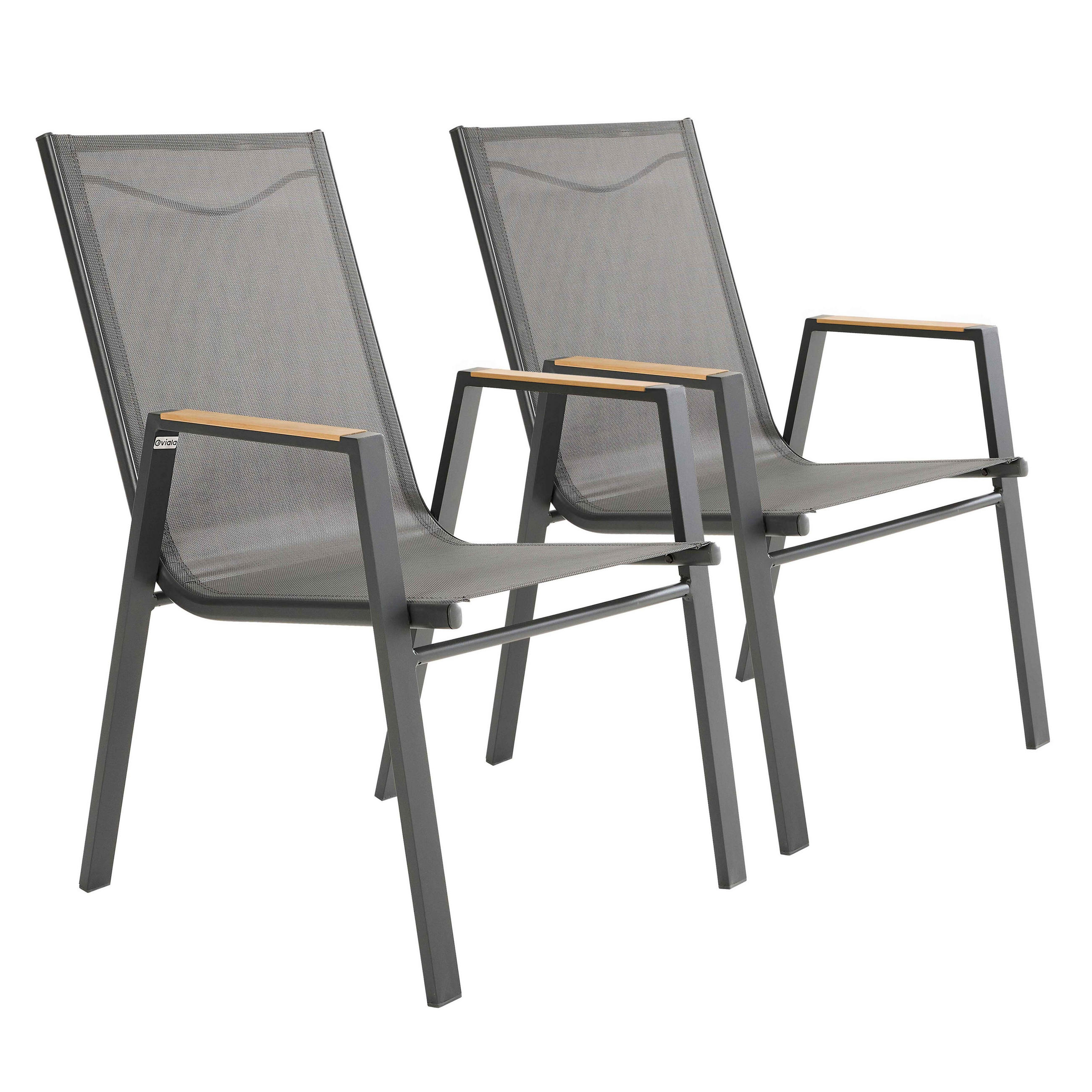 GARTENSTÜHLE 2-tlg., Grau - Grau, Textil (66/94/56cm) - Oviala