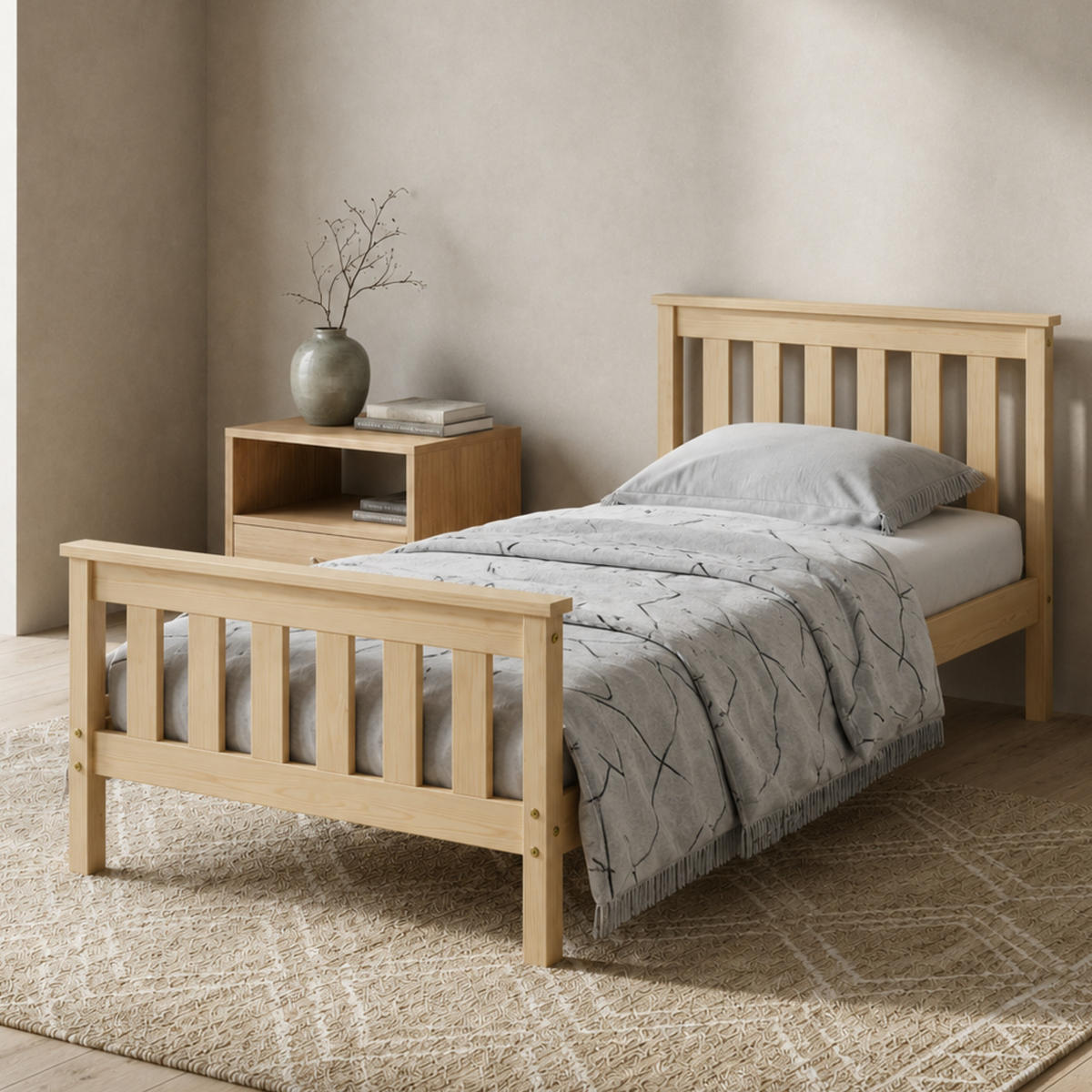 HOLZBETT 90x200 cm in Natur - Naturfarben, Holz (90/200cm) - Home Collective
