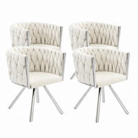 ESSZIMMERSTUHL 4er-Set drehbar Samt Beige Silber - Beige, Metall (54/72/59.2cm) - Meubliv