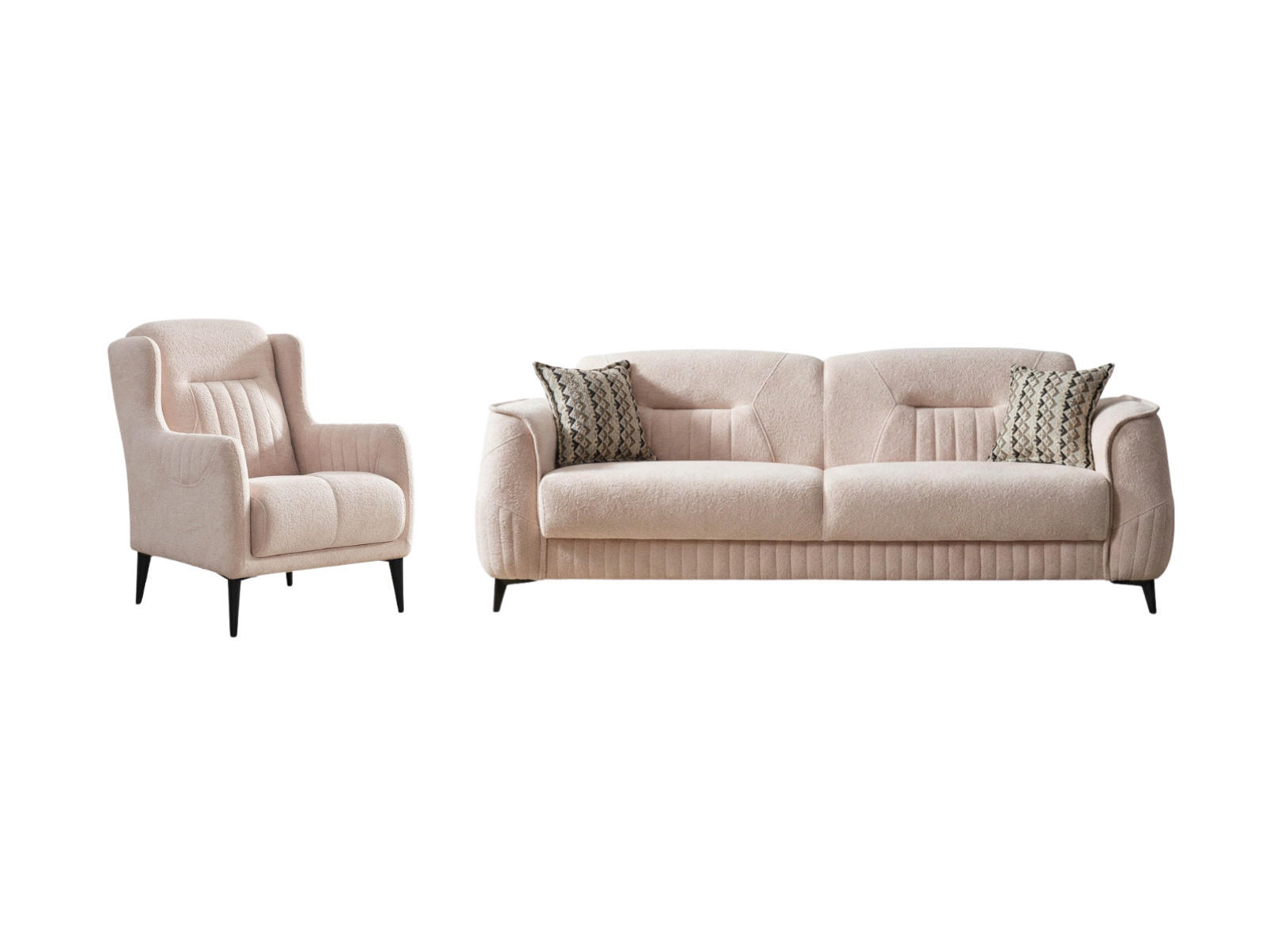 SITZGARNITUR Pasto, Beige Stellvariante 2+1 - Beige, Holzwerkstoff/Kunststoff (175/87/98cm)